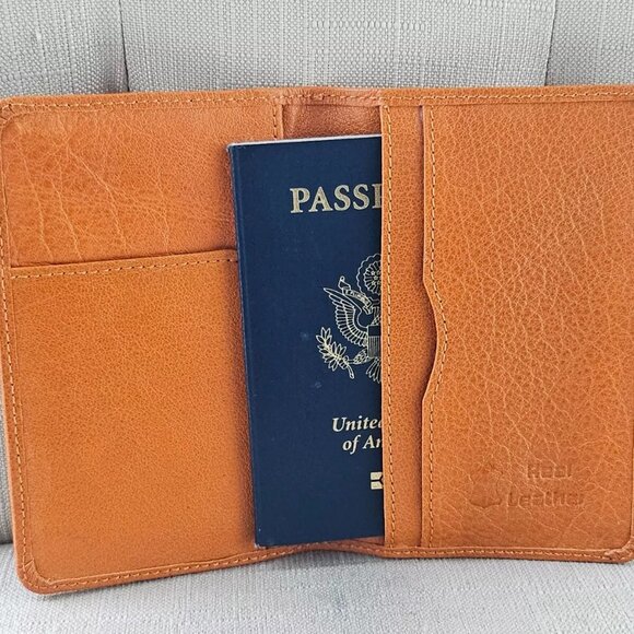 Genuine Leather Passport Holder Handmade Wallet Bifold Mustard Yellow Cardholder - Picture 3 of 12
